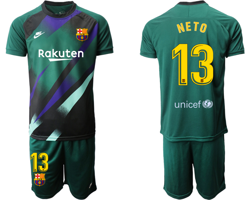 Men 2020-2021 club Barcelona green goalkeeper #13 Soccer Jerseys->barcelona jersey->Soccer Club Jersey